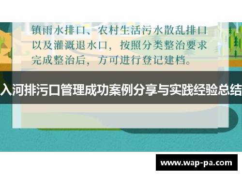 入河排污口管理成功案例分享与实践经验总结