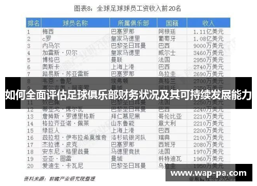 如何全面评估足球俱乐部财务状况及其可持续发展能力